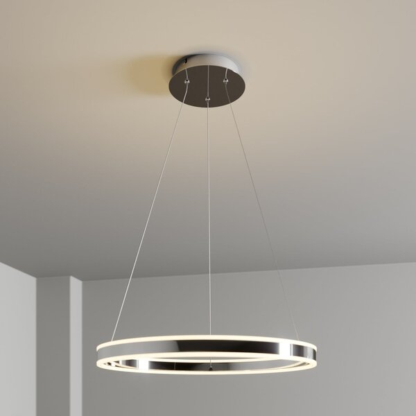 Lucande LED висящо осветително тяло Lyani, Ø 60 cm, хром, с възможност за, Затъмняване, Металик, Дневна/трапезария, Метал, Модерен