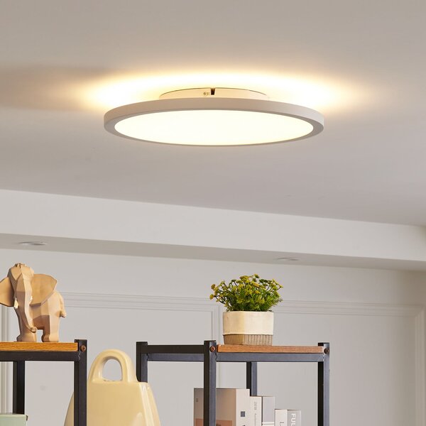 Arcchio LED лампа за таван Brenda, Ø 40 cm, CCT, дистанционно управление, Затъмняване, Бял, Дневна/трапезария, Пластмаса, Модерен