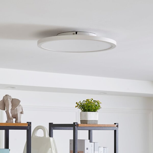 Arcchio LED лампа за таван Brenda, Ø 40 cm, CCT, дистанционно управление, Затъмняване, Бял, Дневна/трапезария, Пластмаса, Модерен