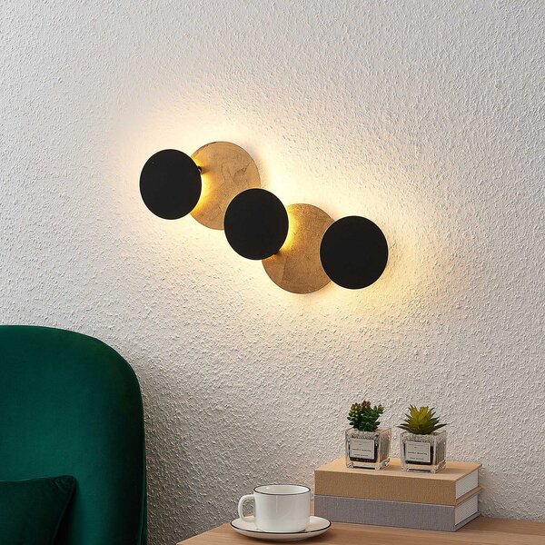 Lindby LED стенно осветление Grazyna, 52 cm, 5 светлини, регулируемо, Черен, Дневна/трапезария, Метал, Модерен, Специални форми за стена