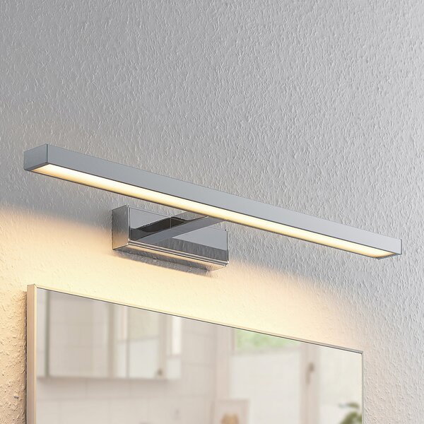 Lindby LED светлина за огледало Jukka, 60 cm, хром, метал, IP44, Металик, Баня, Алуминий, Модерен
