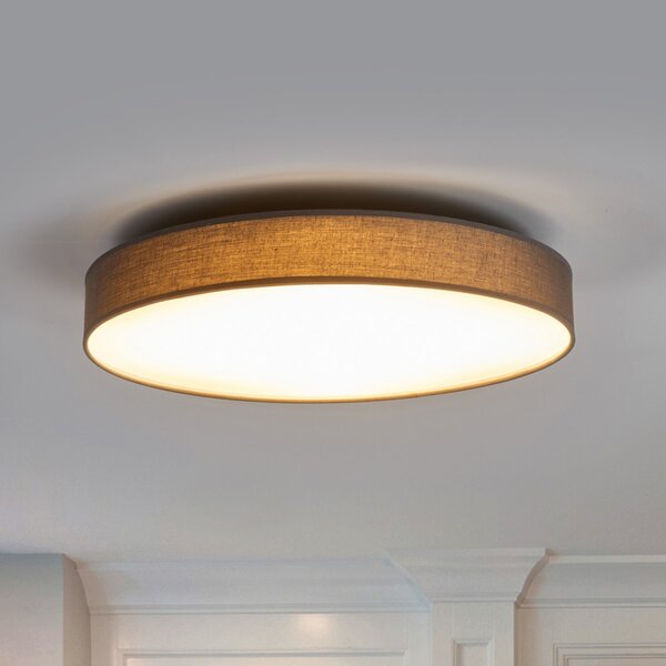 Lindby LED лампа за таван Saira, Ø 50 cm, сива, текстил, Сив, Дневна/трапезария, Плат / текстил, Модерен