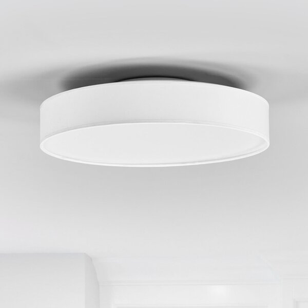 Lindby LED лампа за таван Saira, Ø 40 cm, бяла, текстил, Бял, Дневна/трапезария, Плат / текстил, Модерен