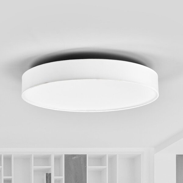 Lindby LED лампа за таван Saira, Ø 50 cm, бяла, текстил, Бял, Дневна/трапезария, Плат / текстил, Модерен
