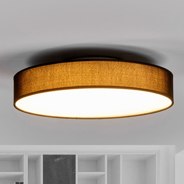 Lindby LED лампа за таван Saira, Ø 40 cm, черна, текстил, Черен, Дневна/трапезария, Плат / текстил, Модерен