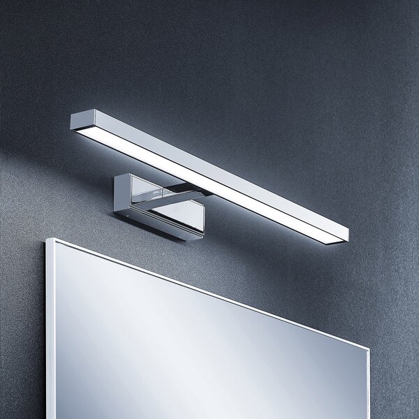 Lindby LED светлина за огледало Jukka, 60 cm, хром, метал, IP44, Металик, Баня, Алуминий, Модерен