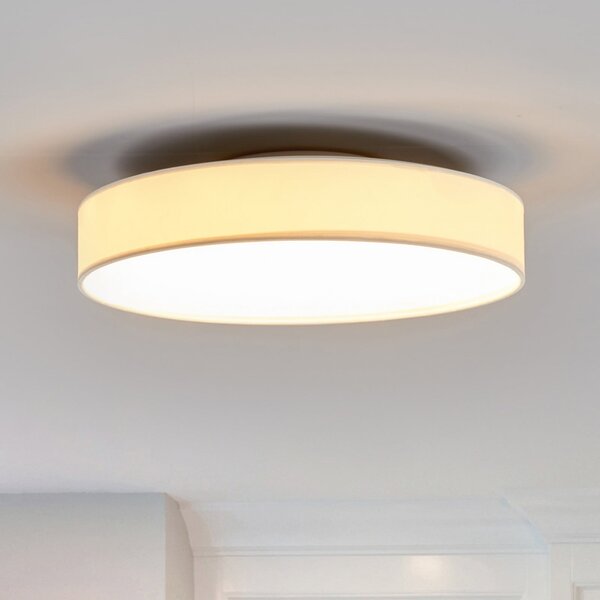 Lindby LED лампа за таван Saira, Ø 40 cm, бяла, текстил, Бял, Дневна/трапезария, Плат / текстил, Модерен