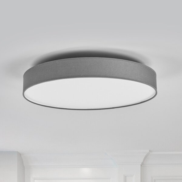 Lindby LED лампа за таван Saira, Ø 50 cm, сива, текстил, Сив, Дневна/трапезария, Плат / текстил, Модерен