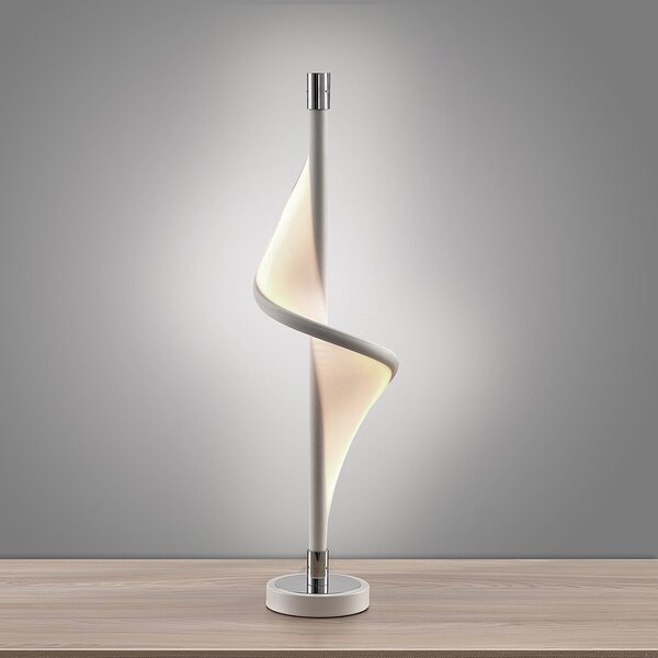 Lucande LED настолна лампа Edano, 60 cm, бяла, текстилна, с възможност за, Затъмняване, Бял, Дневна/трапезария, Плат / текстил, Модерен