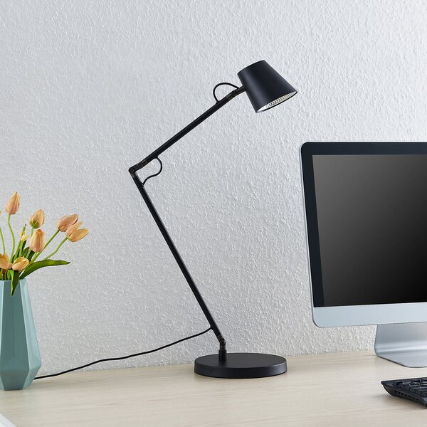 Lucande LED настолна лампа Tarris, височина 46 cm, черна, Затъмняване, Черен, кабинет / офис, Метал, Модерен