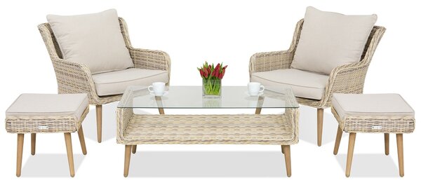 Градински мебели Bilbao Terrace + 2 пуфа Garden Point пясъчен