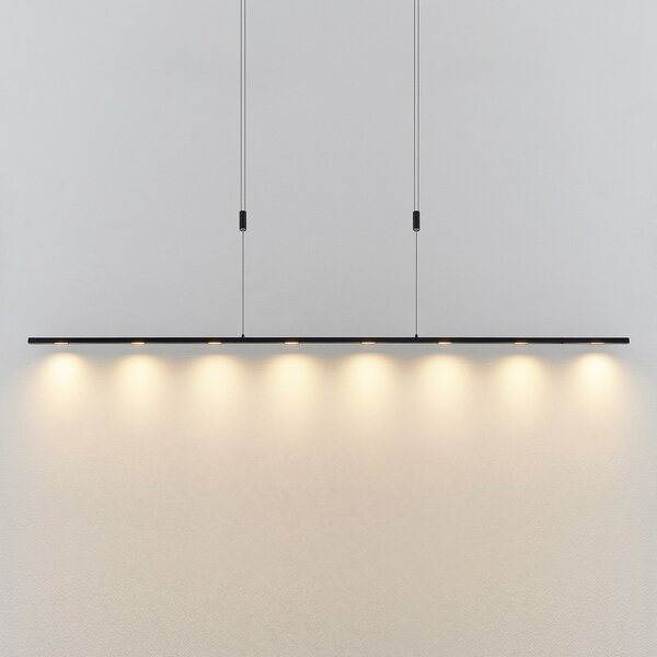 Lucande LED висяща лампа Stakato, 180 cm, 8 светлини, с възможност за димиране, Затъмняване, Черен, Дневна/трапезария, Алуминий, Модерен