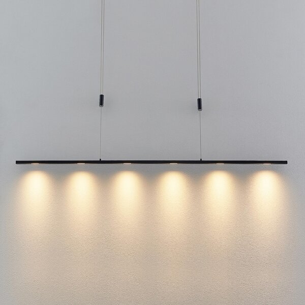 Lucande LED висяща лампа Stakato, 140 cm, 6 светлини, с възможност за димиране, Затъмняване, Черен, Дневна/трапезария, Метал, Модерен