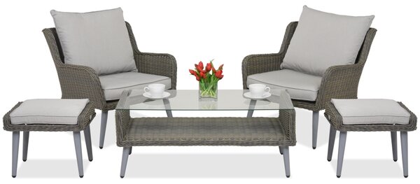 Градински мебели Bilbao Terrace + 2 пуфа Garden Point сив