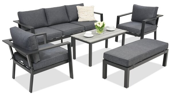 Алуминиеви градински мебели Sydney Coffee 5 с пейка Garden Point антрацит