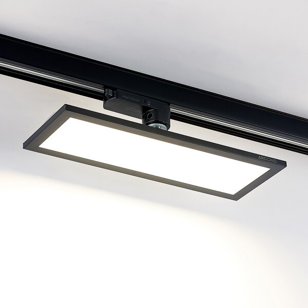 Arcchio Hairis 3-фазен LED панел, 30 cm, черен, 4000 K, Черен, кабинет / офис, Пластмаса, Модерен