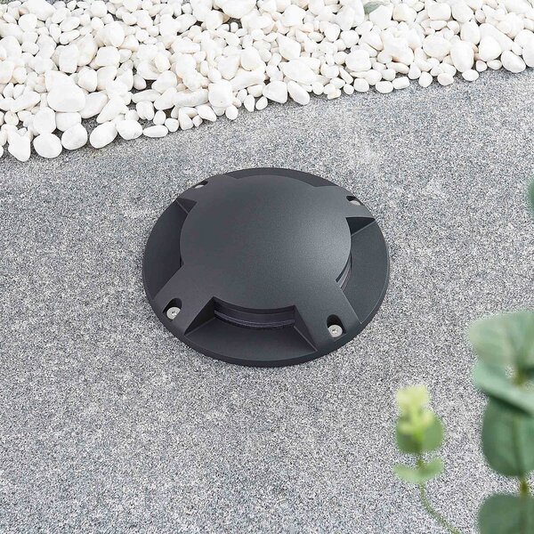 Lindby LED подов прожектор Cormac, 4 светлини, Ø 21 cm, IP67, Черен, Алуминий, Модерен