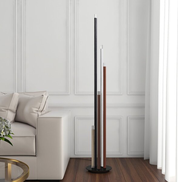 Lucande LED подова лампа Stoika, 150 cm, 5 светлини, метал, Затъмняване, Многоцветен, Дневна/трапезария, Метал, Модерен