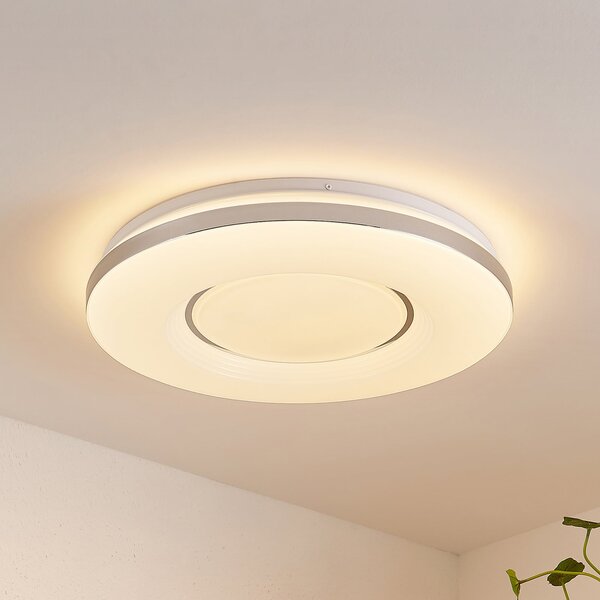 Lindby LED осветление за таван Robini, Ø 48 cm, CCT, с възможност димиране, Затъмняване, Металик, Дневна/трапезария, Метал, Модерен