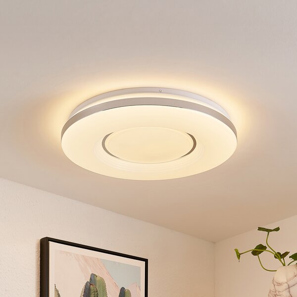 Lindby LED осветление за таван Robini, Ø 48 cm, CCT, с възможност димиране, Затъмняване, Металик, Дневна/трапезария, Метал, Модерен