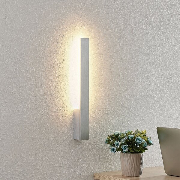Arcchio LED осветление за стена Ivano, височина 43 cm, матиран алуминий, Металик, Коридор, Алуминий, Модерен