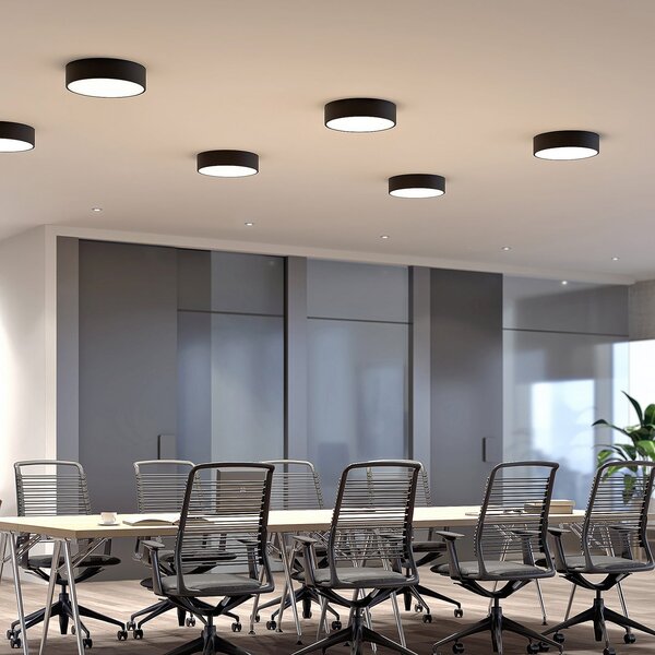 Arcchio LED лампа за таван Noabelle, Ø 40 cm, черна, метал, Затъмняване, Черен, Кухня, Метал, Модерен