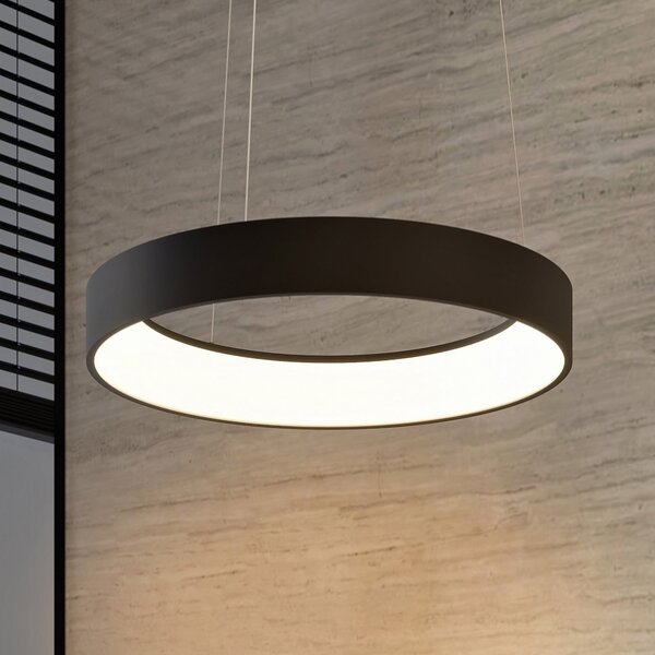 Arcchio LED висяща лампа Aleksi, Ø 60 cm, черна, метал, CCT, Затъмняване, Черен, Кухня, Метал, Модерен