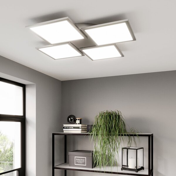 Lucande LED лампа за таван Ilira, 4-светлинна, сребриста, CCT, с възможност за, Затъмняване, Металик, Кухня, Алуминий, Модерен