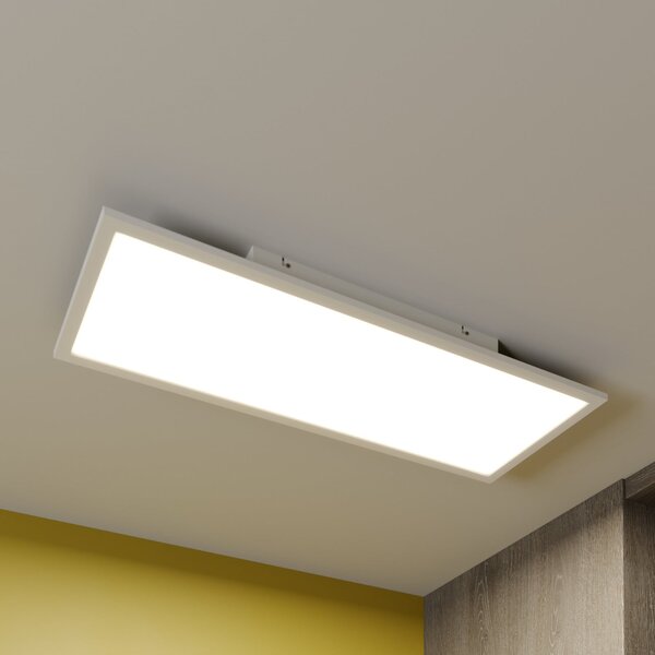 Lindby LED панел Luay, 80 x 30 cm, бял, 3000-6000K, Затъмняване, Бял, Кухня, Пластмаса, Модерен