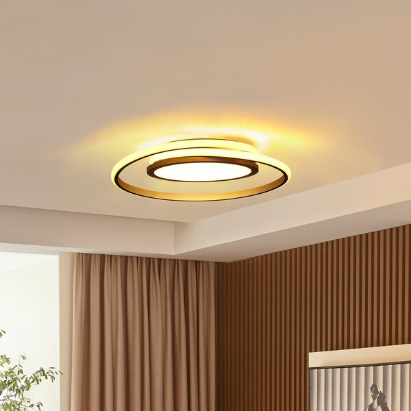 Lucande LED лампа за таван Noud, 49 cm, сребриста, алуминиева, с възможност за, Затъмняване, Металик, спалня, Метал, Модерен