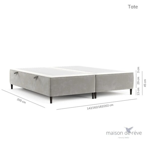 Кремаво тапицирано двойно легло с място за съхранение 180x200 cm Tate – Maison de Rêve