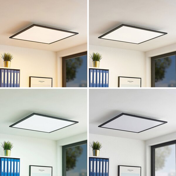 Lindby LED панел Nelios, 62 x cm, CCT, черен, метал, Затъмняване, Черен, Кухня, Пластмаса, Модерен