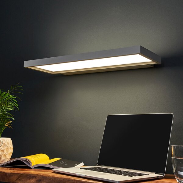 Arcchio LED осветление за офис стена Rick, сиво, универсално бяло, Затъмняване, Сив, кабинет / офис, Пластмаса, Модерен
