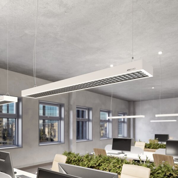 Arcchio Susi LED лампа за офис, бяла, 120 cm, 4000K, DALI, Затъмняване, Бял, кабинет / офис, Алуминий, Модерен