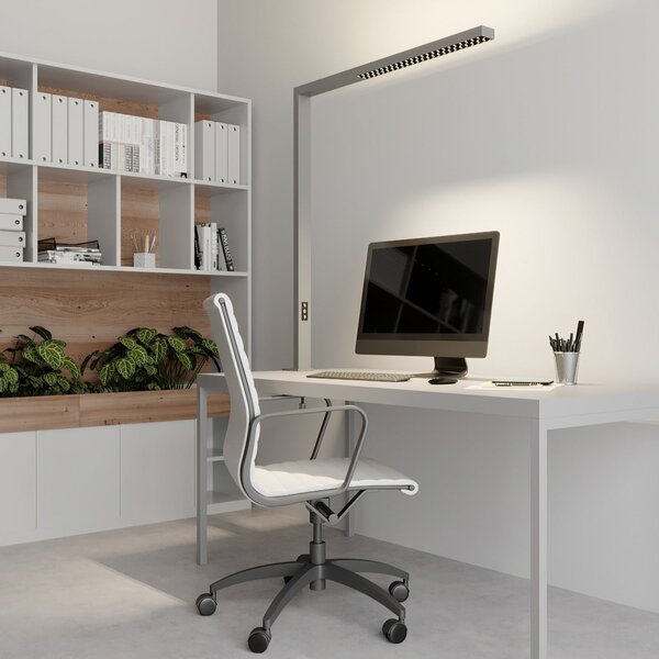 Arcchio LED лампа за офис Jolinda, сребриста, метална, с възможност димиране, Затъмняване, Сив, кабинет / офис, Алуминий, Модерен, Маса бюро