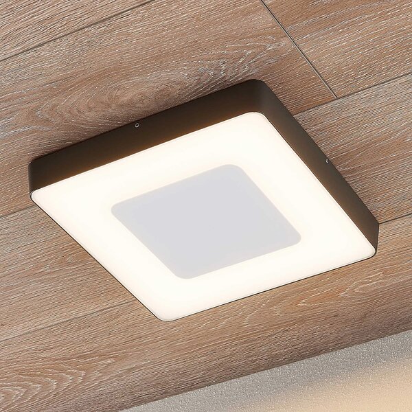 Lucande LED външна светлина за таван Sora, ъглова, сензорна, IP54, Черен, Метал, Модерен
