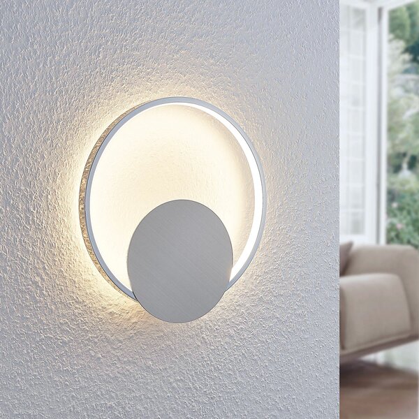 Lindby LED стенна лампа Anays, Ø 32 cm, хром/прозрачна, пластмаса, Металик, Дневна/трапезария, Пластмаса, Модерен
