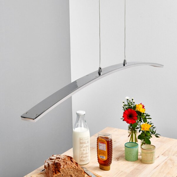Lucande LED висящо осветително тяло Lorian, 99 cm, хром, метал, Металик, Дневна/трапезария, Алуминий, Модерен