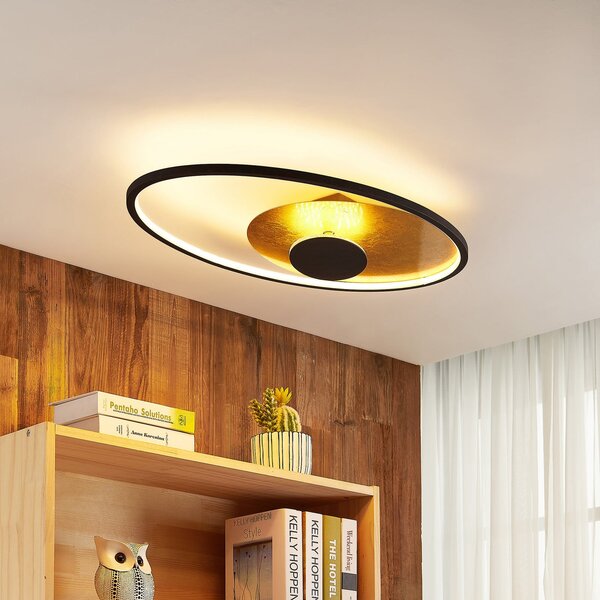 Lindby LED осветление за таван Feival, 73 cm, ръждиво/златисто, с възможност за, Затъмняване, Кафяв / ръждив, Дневна/трапезария, Метал, Модерен