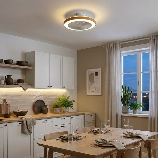 BRILAGI - LED димируем таванен вентилатор LED/38W/230V 50 см бял/кафяв + дистанционно управление