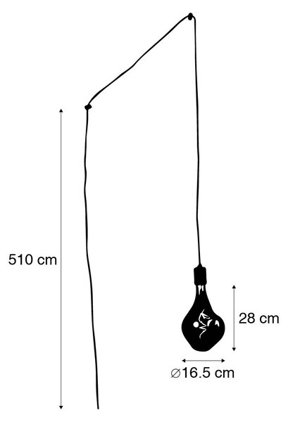 Висяща лампа черна с щепсел вкл. PS160 goldline dimmable - Cavalux