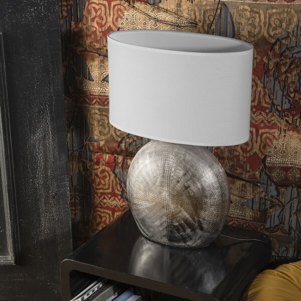 ONLI - Настолна лампа CERAMICA 1xE27/15W/230V 51 cm сребриста/бяла