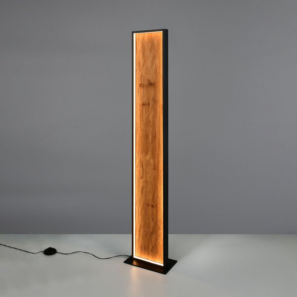 Trio Lighting LED стояща лампа Kalea, височина 120 cm, цвят на дърво, Затъмняване, Дърво, Дневна/трапезария, Дървесина