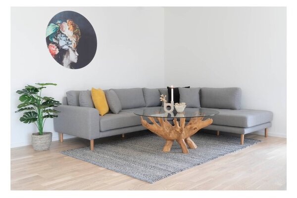 Кръгла масичка за кафе в естествен цвят със стъклен плот ø 110 cm Amazonas - House Nordic