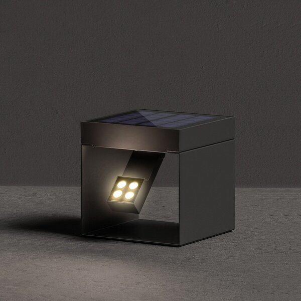 KLEWE LED соларен градински прожектор Alea антрацит 15 x 15cm IP65, Черен, Алуминий, Модерен, Соларно осветление