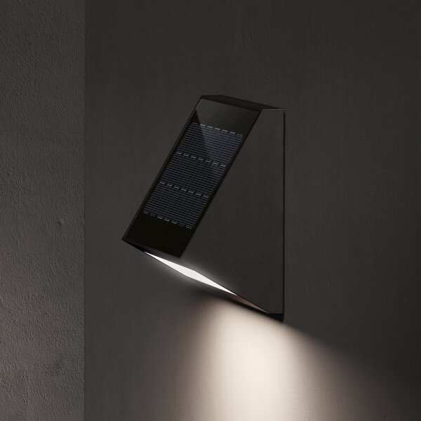 KLEWE LED слънчева стенна лампа ECOSTEP, антрацит, 17 cm, IP65, Черен, Алуминий, Модерен, Соларно осветление