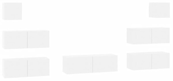 VidaXL Комплект ТВ шкафове от 7 части инженерно дърво Бял гланц