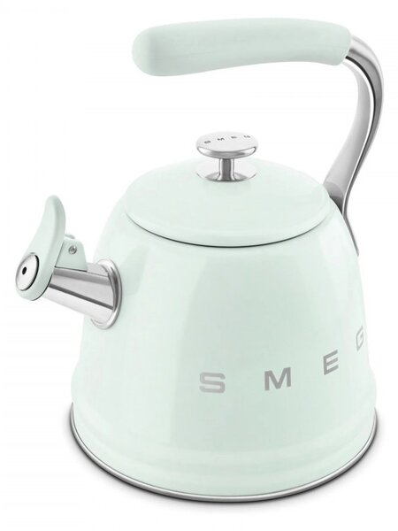 Свирещ чайник Smeg CKLW2001PG, 2.3 л, Индукция, Ненагряваща се дръжка, Стомана, Пастелно зелен