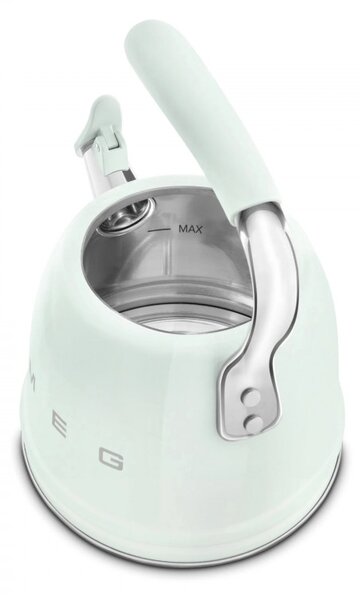Свирещ чайник Smeg CKLW2001PG, 2.3 л, Индукция, Ненагряваща се дръжка, Стомана, Пастелно зелен
