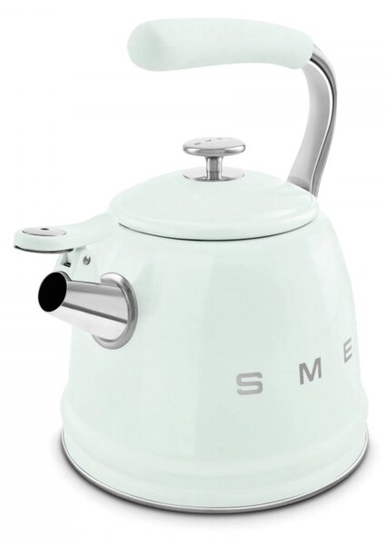 Свирещ чайник Smeg CKLW2001PG, 2.3 л, Индукция, Ненагряваща се дръжка, Стомана, Пастелно зелен